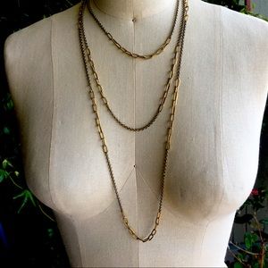 Three Strands of Mixed Gold Chains